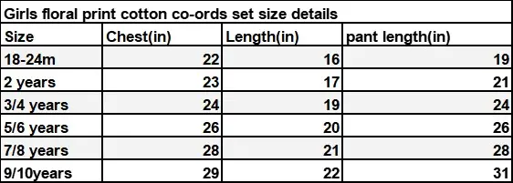 Product size guide